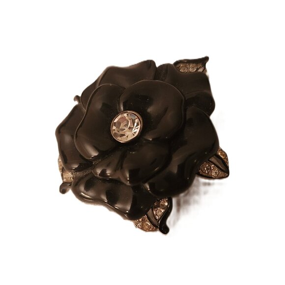 Kenneth Lane KJL vintage Black Rose Brooch - Picture 2 of 5